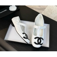 Unique Style Chanel Calfskin Mary Janes Loafers White 015106