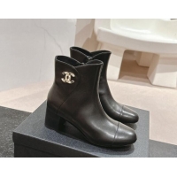 Top Grade Chanel Calfskin Ankle Boots with Stone CC Black 1016047