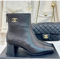 Grade Quality Chanel Patchwork Lambskin Ankle Boots Black 1016069