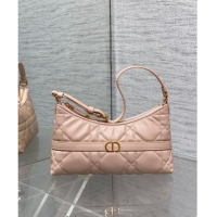 New Design Dior Miss Caro Mini Hobo Shoulder Bag in Macrocannage Lambskin CD1078 Light Pink 2024