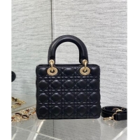 Best Price Dior Small Lady Dior Bag in Cannage Lambskin with Brown Tortoiseshell-effect Link 1089 Black 2024