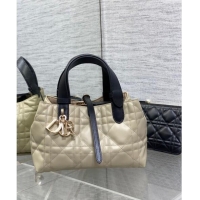 Well Crafted Dior Small Toujours Tote Bag in Macrocannage Calfskin CD1100 Beige/Black 2024