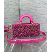 Famous Brand Dior Lady D-Joy Small Bag in Bead Embroidery 1101 Pink 2024