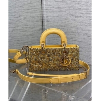 Grade Quality Dior Lady D-Joy Small Bag in Bead Embroidery 1101 Yellow 2024