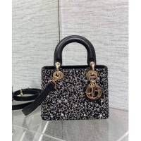 Super Quality Dior Small Lady Bag in Bead Embroidery 1102 Black 2024