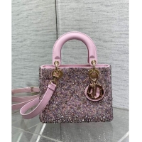 Well Crafted Dior Small Lady Bag in Bead Embroidery 1102 Light Pink 2024