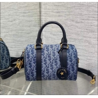 Top Grade Dior Groove 20 Boston Bag in Oblique D0801 Denim Blue 2024