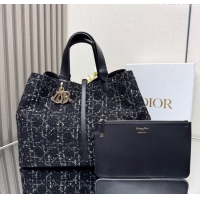 Well Crafted Dior Large Dior Toujours Bag in Cannage Tweed D2820 Black 2024