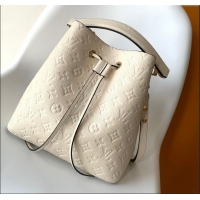 Top Quality Louis Vuitton NeoNoe MM Bucket Bag in Monogram Embossed Leather M46526 Cream