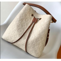 Buy Discount  Louis Vuitton NeoNoe MM Bucket Bag in Monogram Embossed Leather M45307 Brown/Cream