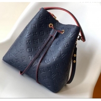 Shop Discount Louis Vuitton NeoNoe MM Bucket Bag in Monogram Embossed Leather M45306 Blue/Red 2024