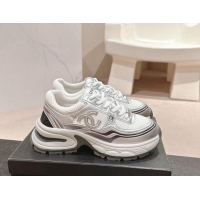 Best Product Chanel Calfskin & Mesh Sneakers White/Silver 1016097