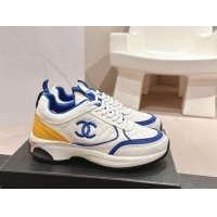 Good Product Chanel Quilted Calfskin Sneakers White/Blue 1016102