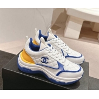 Charming Chanel Quilted Calfskin Sneakers White/Blue 1016105