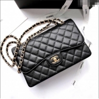 Market Sells Chanel Quilted Grained Calfskin Jumbo Flap Bag 30cm A01113 Black/Gold 2024