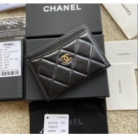 Well Crafted Chanel Lambskin Classic Card Holder A31510 Black/Gold 2024