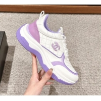 Stylish Chanel Quilted Calfskin Sneakers White/Purple 1016109