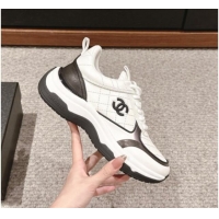 Hot Style Chanel Quilted Calfskin Sneakers White/Black 1016110