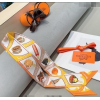 Super Quality Hermes Ice Cream Twilly Silk Bandeau Scarf 5x86cm 4120 Orange 2024