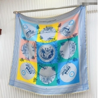 Best Price Hermes Jeu des Omnibus Remix Silk Sqaure Scarf 90x90cm 4152 Blue 2024