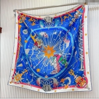 Most Popular Hermes Chorus Stellarum bandana Silk Sqaure Scarf 90x90cm 0514 Blue 2024