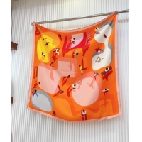 Inexpensive Hermes Figures Libres Silk Square Scarf 90x90cm 0619 Orange 2024