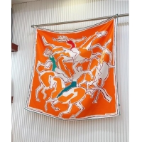 Shop Grade Hermes Choreographie Equestre Silk Square Scarf 90x90cm 0619 Orange 2024