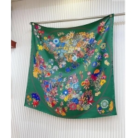 Market Sells Hermes Flora Map Silk Square Scarf 90x90cm 0514 Green 2024