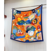 Shop Promotional Hermes Helias Silk Square Scarf 90x90cm 0730 Orange 2024