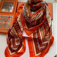 New Cheap Hermes Cashmere & Silk Sqaure Shawl Scarf 140cm H8601 Orange 2024 Top