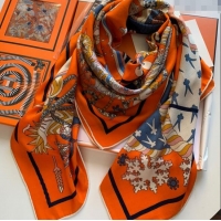 Super Quality Hermes Cashmere & Silk Sqaure Shawl Scarf 140cm H8607 Orange 2024 Top