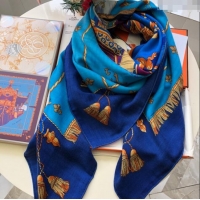 Market Sells Hermes Cashmere & Silk Sqaure Shawl Scarf 140cm H8611 Blue 2024 Top