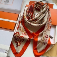 Affordable Price Hermes Cashmere & Silk Sqaure Shawl Scarf 140cm H8612 Orange 2024 Top