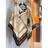 Trendy Design Hermes Cashmere & Silk Sqaure Shawl Scarf 140cm H8616 Beige/Black 2024 Top