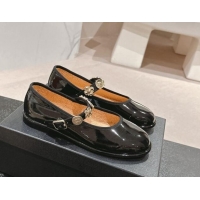 Good Product Chanel Patent Calfskin Mary Janes Ballet Flat with Charm Black 1016123