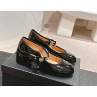 Top Grade Chanel Patent Calfskin Mary Janes Pumps 5cm with Charm Black 1016130