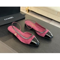 Luxurious Chanel Suede Slingbacks Flats G46000 Burgundy 1016137