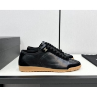 Stylish Chanel Calfskin & Suede Sneakers Black 1017002