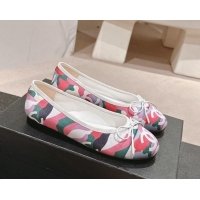 Charming Chanel Classic Printed Grosgrain Ballet Flat with Bow Multicolor 1017014