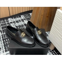 Lowest Cost Chanel Calfskin Leather Loafers with Circle CC Black 1017034