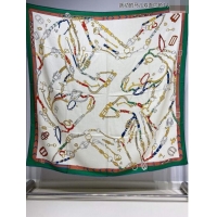 Well Crafted Hermes Cashmere & Silk Sqaure Shawl Scarf 140cm H8635 Beige/Green 2024