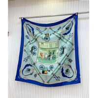 Market Sells Hermes Palonniers Silk Sqaure Scarf 90x90cm 1086 Blue 2024