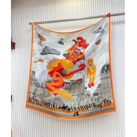 Good Product Hermes Parade Silk Sqaure Scarf 90x90cm 1086 Orange 2024