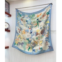 Super Quality Hermes Precious Paradise Cashmere Shawl Scarf 140cm H1087 Light Blue 2024