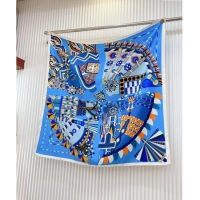 Shop Grade Hermes Haute Parure Silk Square Scarf 90x90cm H1091 Blue 2024