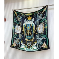 Promotional Hermes Stately Wheels Silk Square Scarf 90x90cm H1093 Black 2024