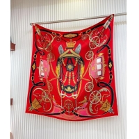 Best Product Hermes Stately Wheels Silk Square Scarf 90x90cm H1092 Red 2024