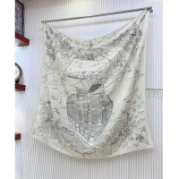 Most Popular Hermes Flagship Cashmere Shawl Scarf 140cm H1093 White 2024