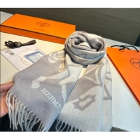 Market Sells Hermes Horse Wool Long Scarf 30x180cm 1021004 Light Grey 2024