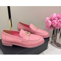 Best Price Chanel Patent Calfskin Loafers with Strass CC Pink 1017056